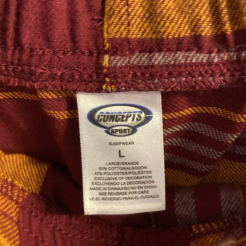 NWT Size Large Yellow and Maroon Plaid ASU Pajama Pants - Picture 2 of 4